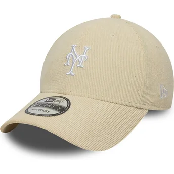 Čepice zaoblená béžová nastavitelný pásek 9FORTY Soft Cord New York Mets MLB New Era