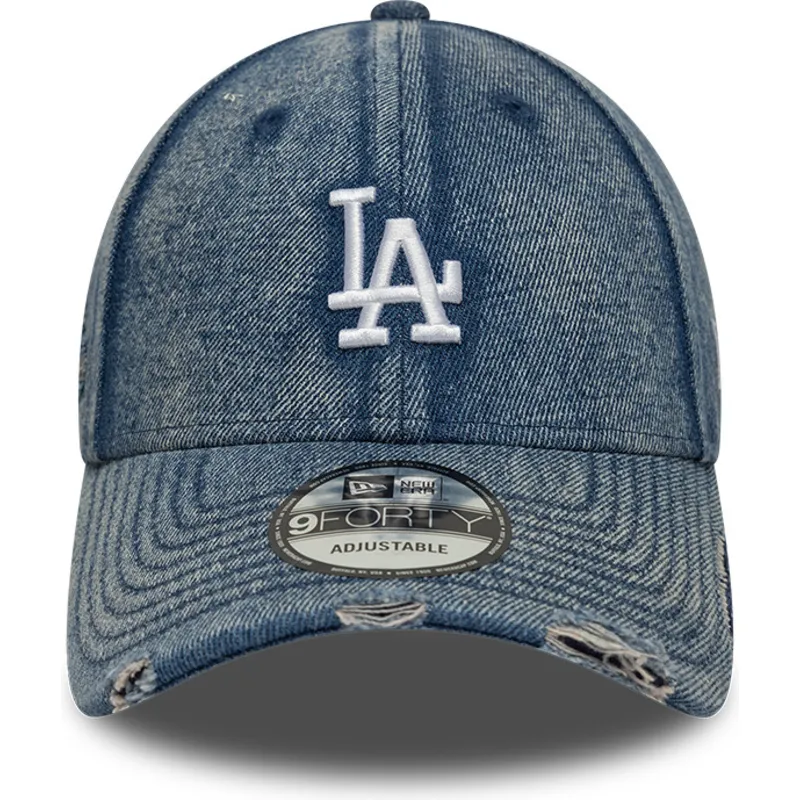new-era-curved-brim-9forty-acid-wash-denim-los-angeles-dodgers-mlb-blue-adjustable-cap
