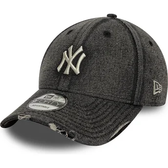 Svart böjd justerbar keps 9FORTY Acid Wash Denim från New York Yankees MLB av New Era