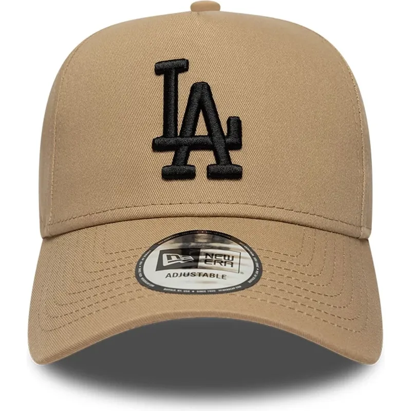 new-era-curved-brim-black-logo-e-frame-league-essential-los-angeles-dodgers-mlb-brown-snapback-cap