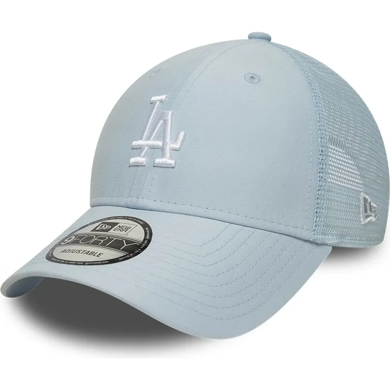 hellblaue-verstellbare-trucker-kappe-9forty-homefield-midi-der-los-angeles-dodgers-mlb-von-new-era