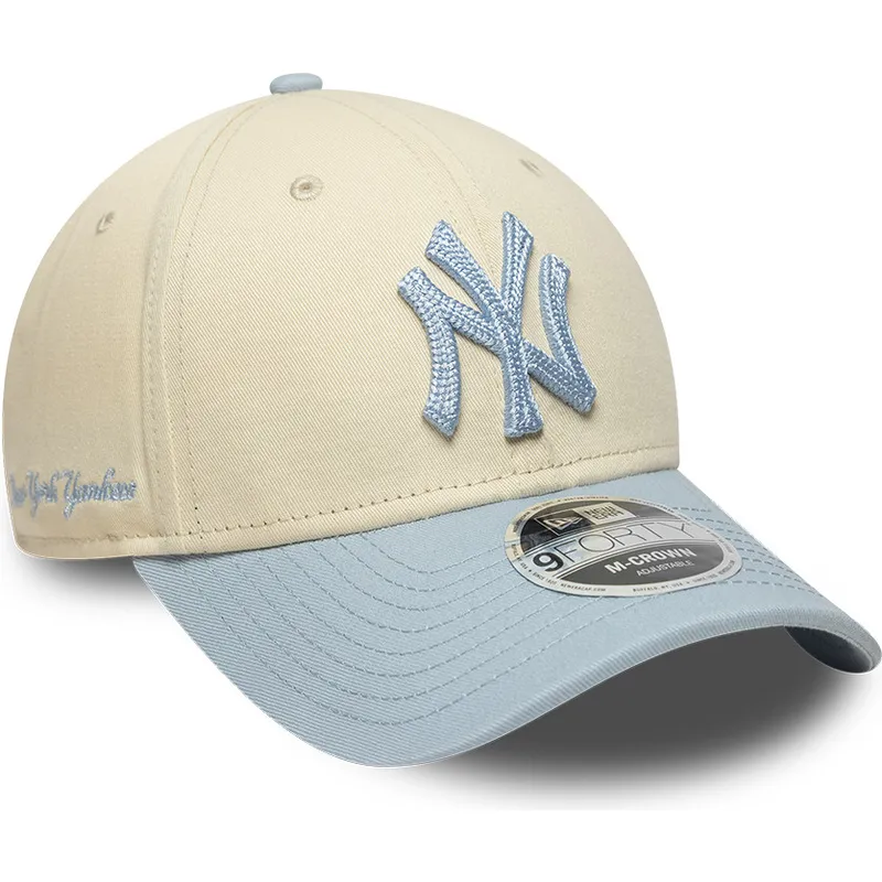 bojd-keps-beige-och-bla-snapback-med-bla-logotyp-9forty-m-crown-side-script-fran-new-york-yankees-mlb-av-new-era