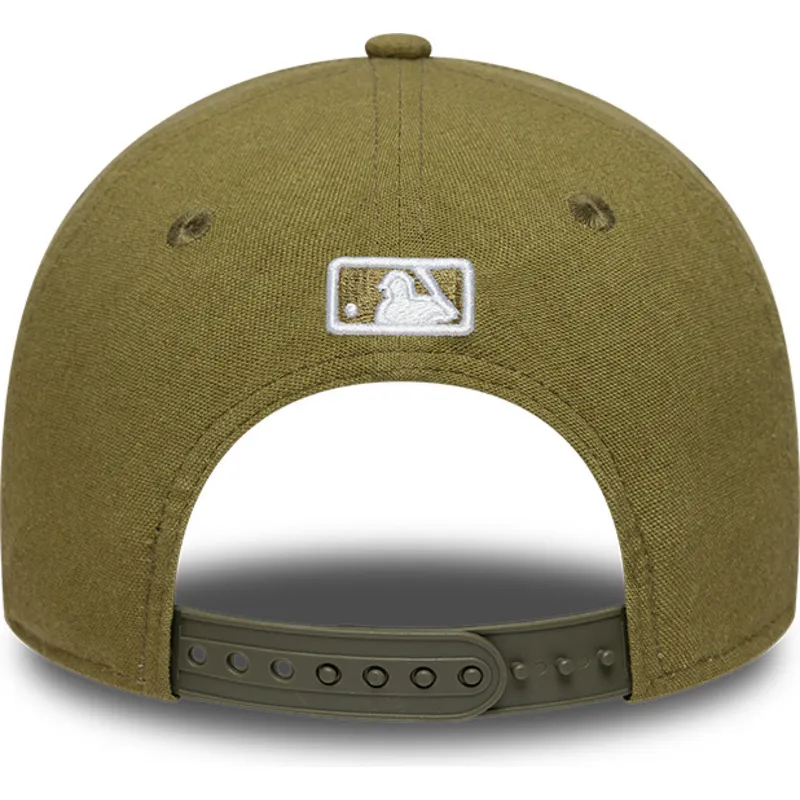 grune-gebogene-snapback-kappe-9forty-m-crown-linen-der-los-angeles-dodgers-mlb-von-new-era