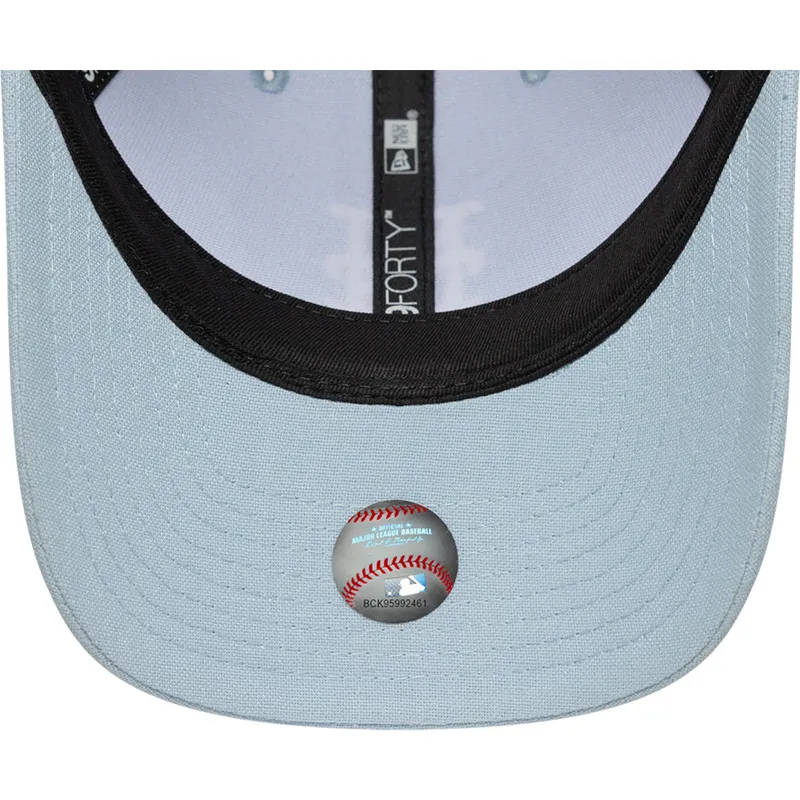 hellblaue-gebogene-snapback-kappe-9forty-m-crown-linen-der-new-york-mets-mlb-von-new-era