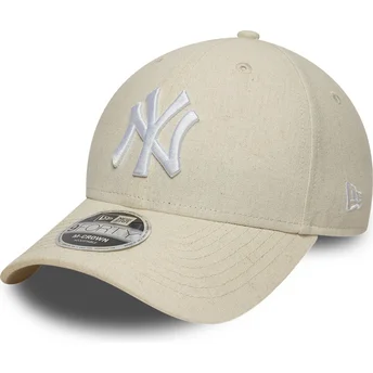Čepice zaoblená béžová snapback 9FORTY M-Crown Linen New York Yankees MLB New Era