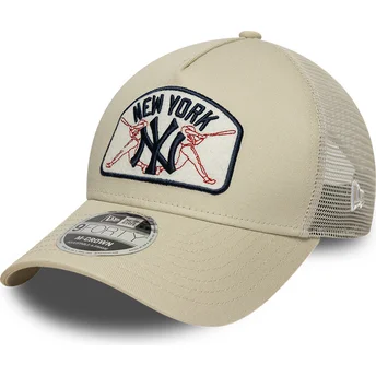 Čepice zaoblená béžová snapback 9FORTY M-Crown A Frame New York Yankees MLB New Era