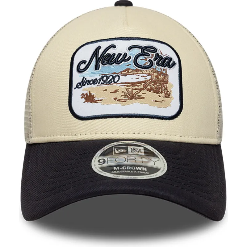 beige-und-marineblaue-trucker-kappe-9forty-m-crown-a-frame-von-new-era