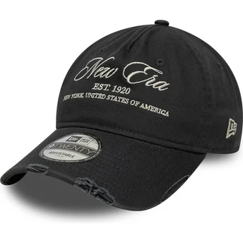 Gorra curva negra ajustable 9TWENTY Wash Distress A Frame de New Era