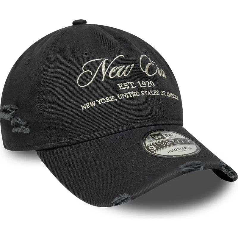 svart-bojd-justerbar-keps-9twenty-wash-distress-a-frame-fran-new-era