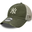 grune-verstellbare-trucker-kappe-9twenty-cotton-canv-der-new-york-yankees-mlb-von-new-era
