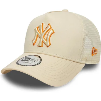 Gorra trucker beige con logo beige A Frame Outline de New York Yankees MLB de New Era