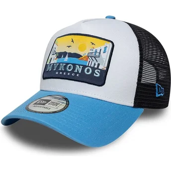Trucker-Cap blau A Frame Location Patch Mykonos von New Era