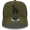 grune-trucker-kappe-mit-schwarzem-logo-a-frame-sport-der-los-angeles-dodgers-mlb-von-new-era