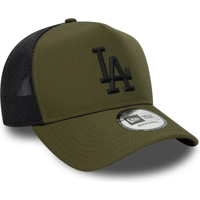 gron-trucker-keps-med-svart-logotyp-a-frame-sport-fran-los-angeles-dodgers-mlb-av-new-era