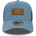 trucker-cap-blau-a-frame-denim-leather-patch-von-new-era