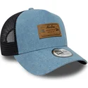 cepice-zaoblena-modra-snapback-a-frame-denim-leather-patch-new-era