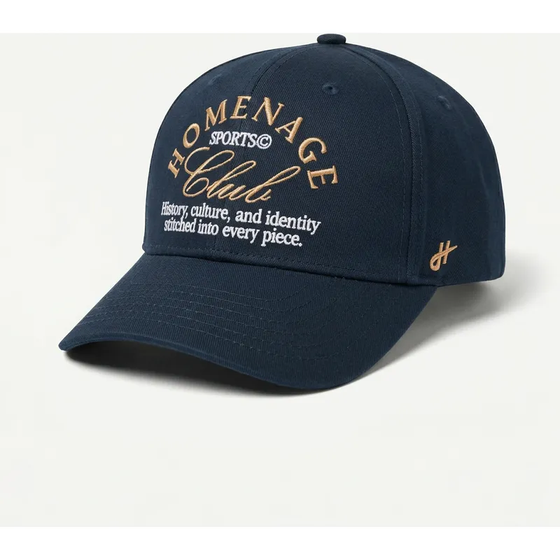dunkelblaue-gebogene-snapback-kappe-vintage-club-sport-the-ball-von-homenage