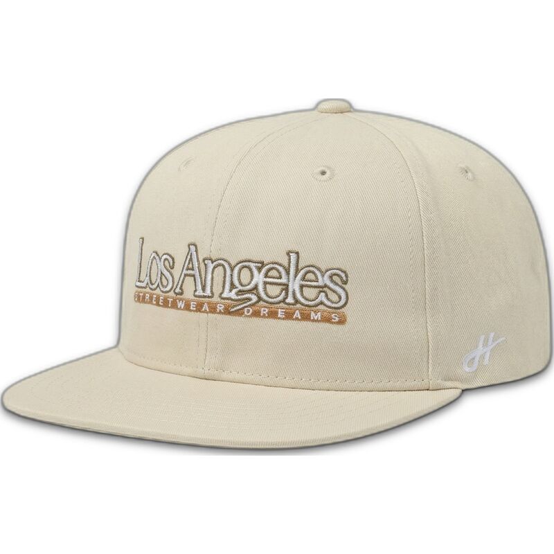 gorra-plana-beige-snapback-los-angeles-skylines-the-snap-de-homenage