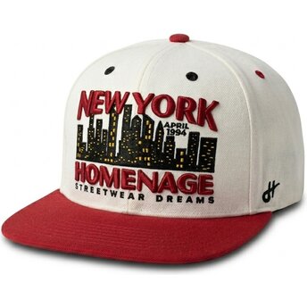 Flache beige und rote Snapback-Kappe NYSKY Skylines The Snap von Homenage