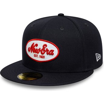 Marinblå platt keps justerad 59FIFTY Oval Patch från New Era