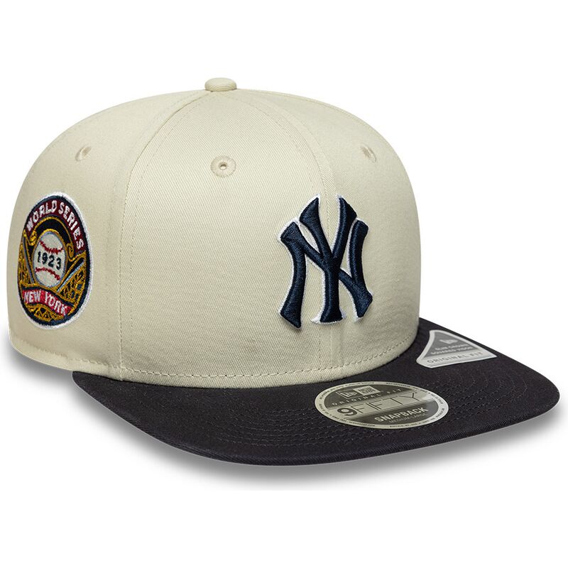beige-snapback-flatcap-mit-marineblauen-logo-9fifty-original-fit-world-series-der-new-york-yankees-mlb-von-new-era
