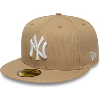 Hellbraune eng anliegende Flat Cap 59FIFTY League Essential der New York Yankees MLB von New Era
