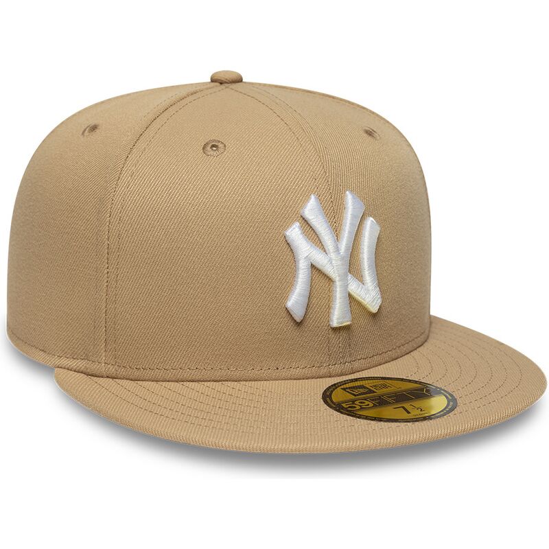 new-era-flat-brim-59fifty-league-essential-new-york-yankees-mlb-light-brown-fitted-cap