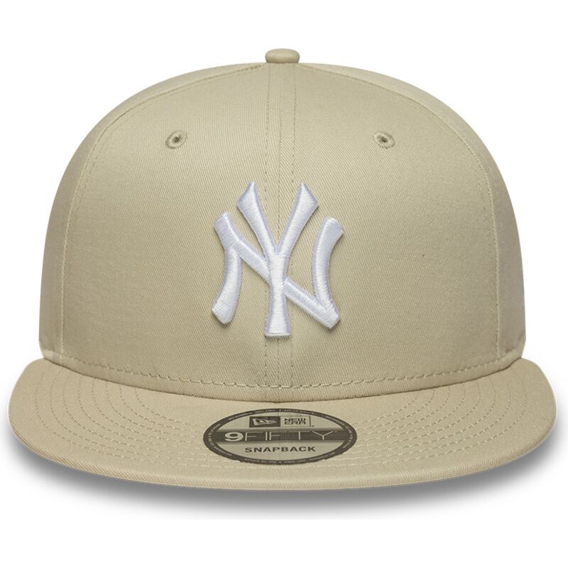 new-era-flat-brim-white-logo-9fifty-league-essential-new-york-yankees-mlb-beige-snapback-cap
