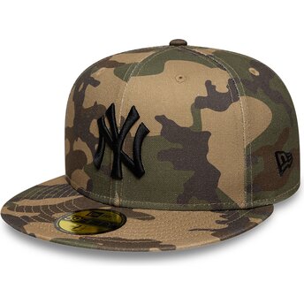 Flache Kappe Camouflage verstellbar mit schwarzem Logo 59FIFTY Camo von New York Yankees MLB von New Era