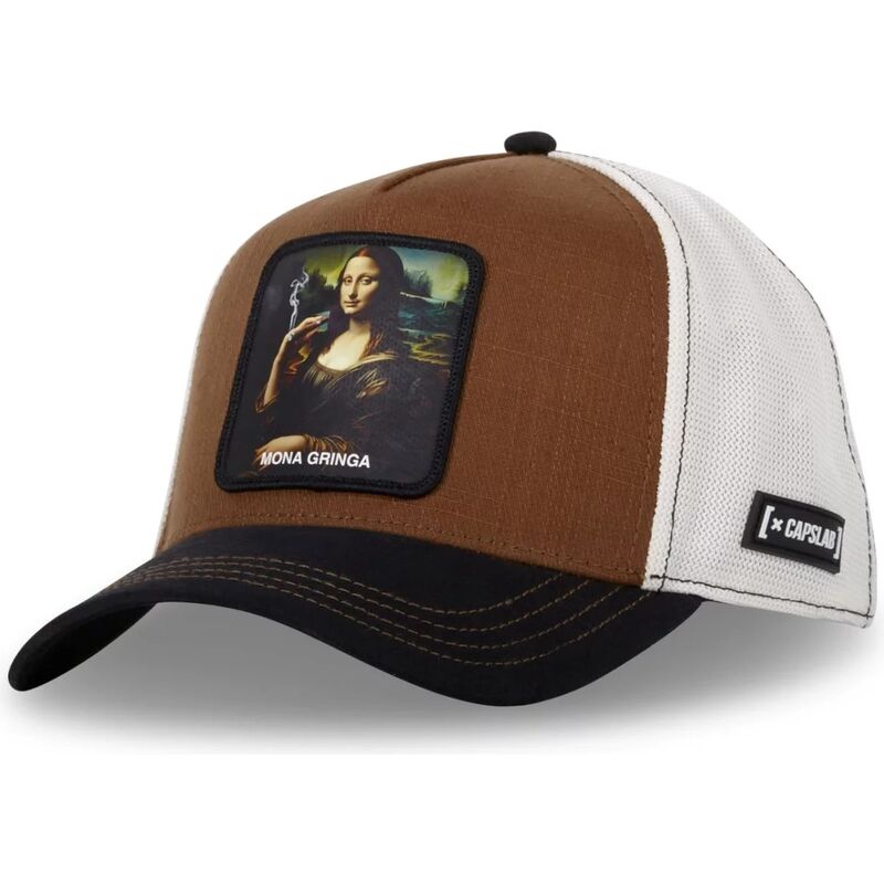 trucker-cap-braun-mona-lisa-art-mona-mona-gringa-famous-von-capslab