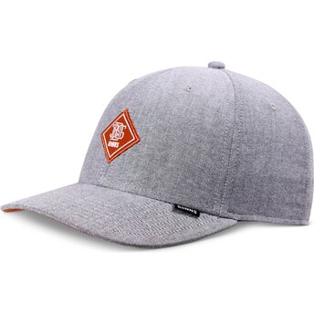 Graue verstellbare Curved Cap mit rotem TrueFit OxfordContra Logo von Djinns
