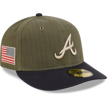 Grüne gebogene verstellbare 59FIFTY Pre-Curved American Herringbone Kappe der Atlanta Braves MLB von New Era