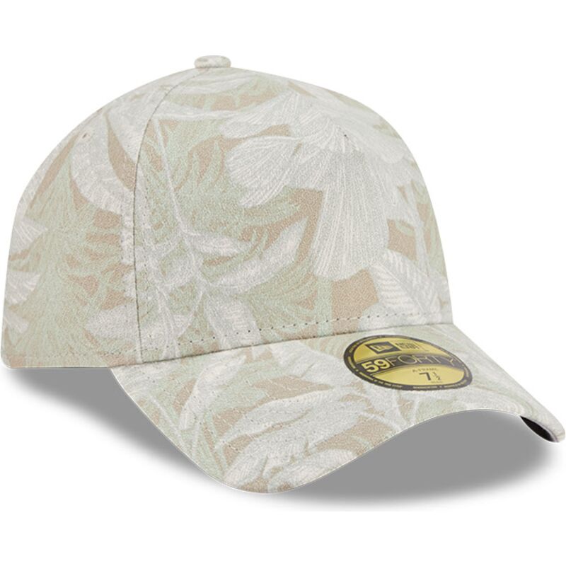 beige-gebogene-verstellbare-59forty-a-frame-leafy-palm-kappe-von-new-era