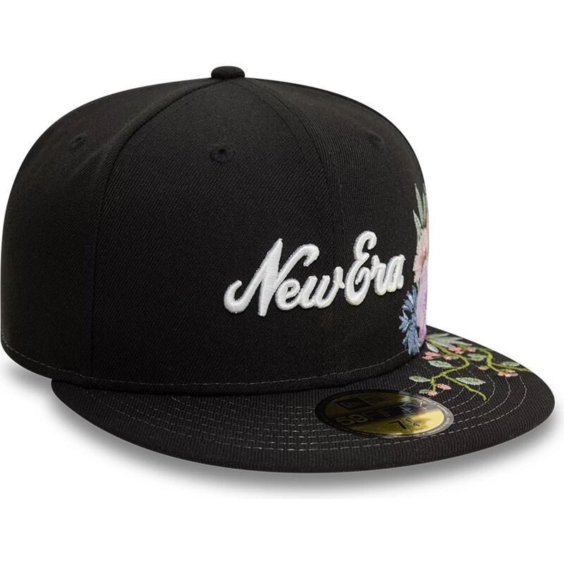 schwarze-anliegende-59fifty-floral-emb-flatcap-von-new-era