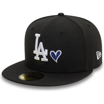 Schwarze anliegende 59FIFTY Flatcap Heart Icon der Los Angeles Dodgers MLB von New Era