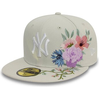 Cap rovná beige ajustada 59FIFTY Floral New York Yankees MLB New Era
