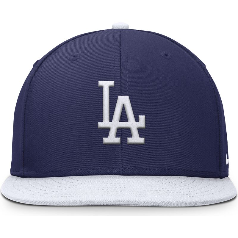 blau-weisse-flache-snapback-kappe-fur-kinder-dri-fit-pro-structured-square-bill-der-los-angeles-dodgers-mlb-von-nike