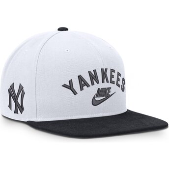 Nike Flat Brim Cooperstown Dri-Fit Pro Structured Square Bill White and Navy Blue Snapback Cap
