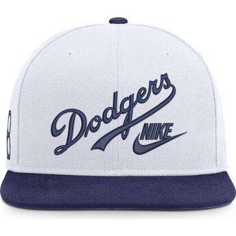 Cap rovná white snapback Cooperstown Dri-Fit Pro Structured Square Bill Los Angeles Dodgers MLB Nike