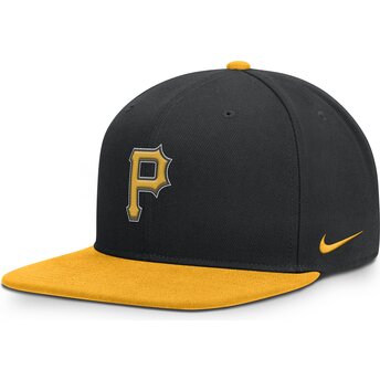 Schwarze und gelbe flache Snapback-Kappe Dri-Fit Pro Structured Square Bill der Pittsburgh Pirates MLB von Nike