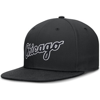 Gorra plana negra ajustada Dri-Fit True Structured Round Bill de Chicago White Sox MLB de Nike