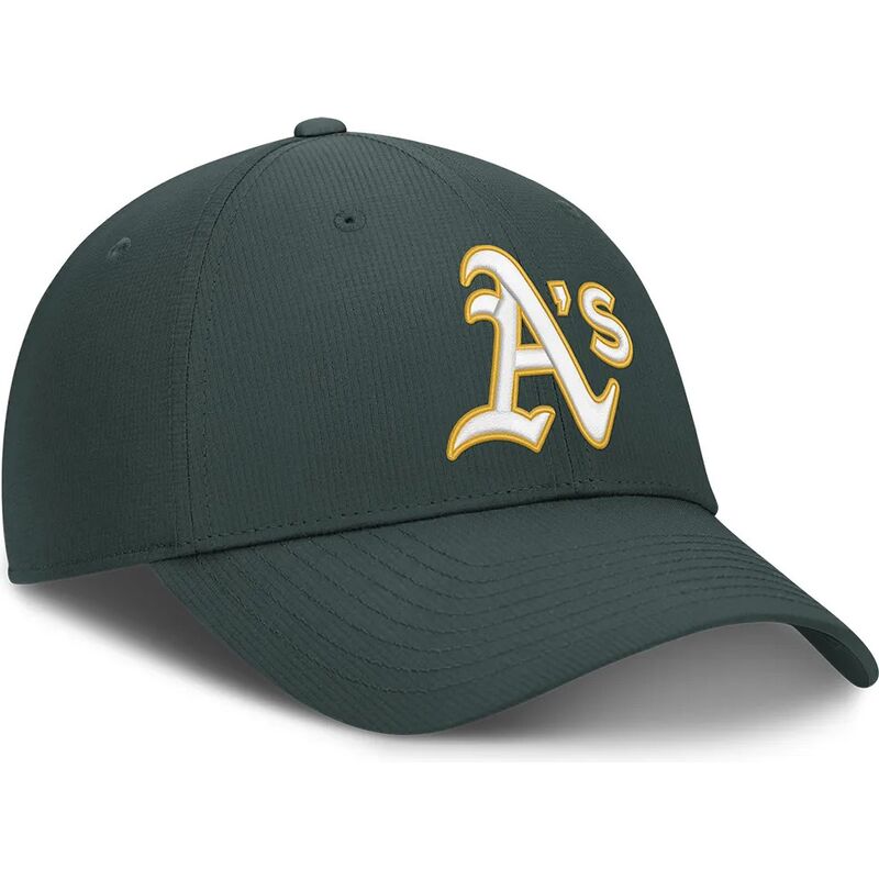 gorra-curva-verde-ajustable-club-structured-uv-poly-ripstop-de-oakland-athletics-mlb-de-nike