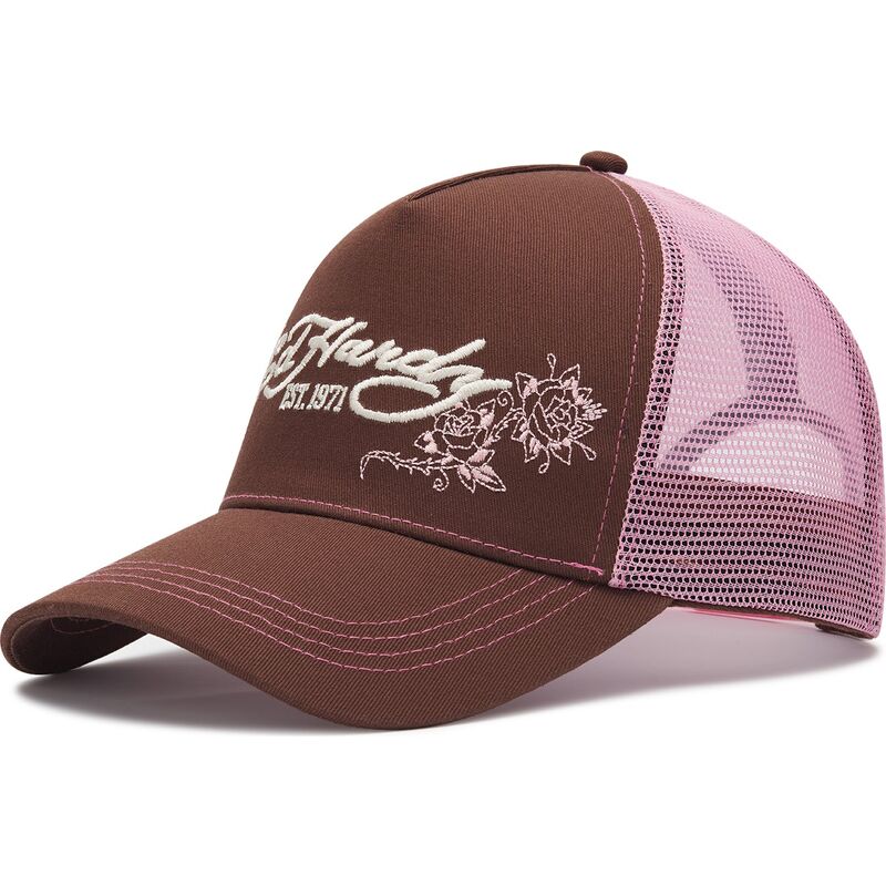 cepice-zaoblena-hneda-snapback-rosa-skull-and-roses-ed-hardy