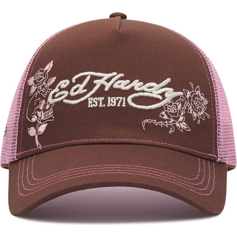 cepice-zaoblena-hneda-snapback-rosa-skull-and-roses-ed-hardy