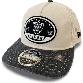 Čepice zaoblená béžová snapback 9FORTY M-Crown A Frame Fray Las Vegas Raiders NFL New Era