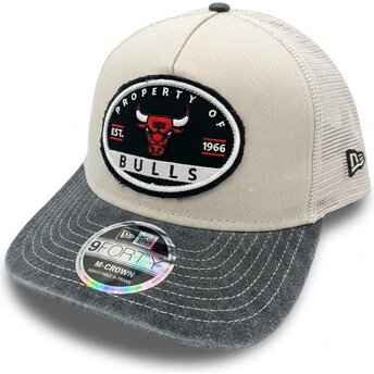 Čepice zaoblená béžová snapback 9FORTY M-Crown A Frame Fray Chicago Bulls NBA New Era