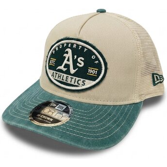 Čepice zaoblená béžová snapback 9FORTY M-Crown A Frame Fray Oakland Athletics MLB New Era