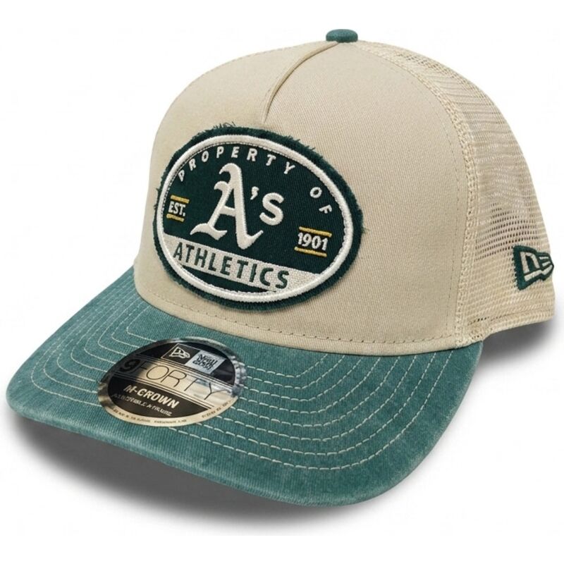 cepice-zaoblena-bezova-snapback-9forty-m-crown-a-frame-fray-oakland-athletics-mlb-new-era