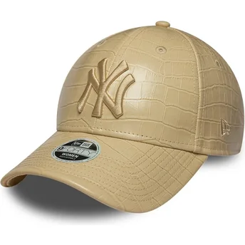 Čepice zaoblená béžová nastavitelný 9FORTY PU Pattern New York Yankees MLB New Era