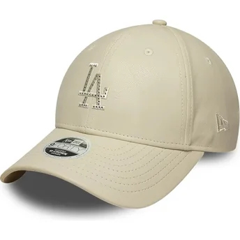 Čepice zaoblená béžová snapback 9FORTY M-Crown PU Diamante Los Angeles Dodgers MLB New Era